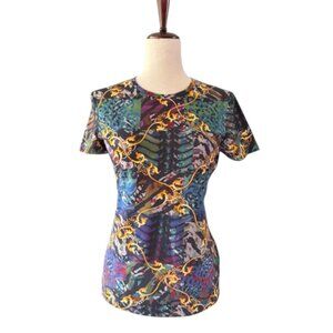 Versus Versace Womens T-Shirt Short Sleeve Baroque Pattern Multicolor Size M EUC
